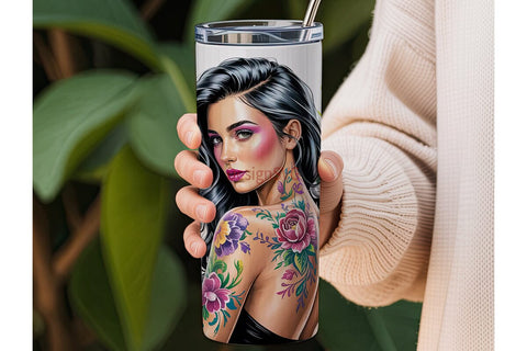 Edgy Glam Skull Tumbler Wrap Sublimation DesignSVG 