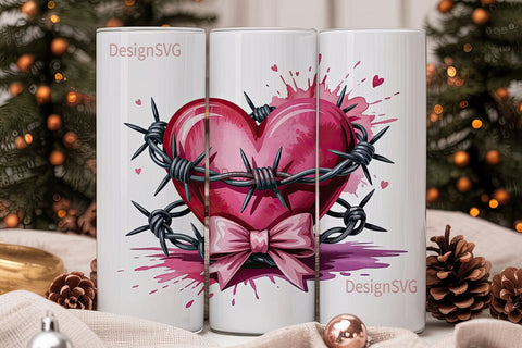 Edgy Pink Heart 20oz Tumbler Design Sublimation DesignSVG 