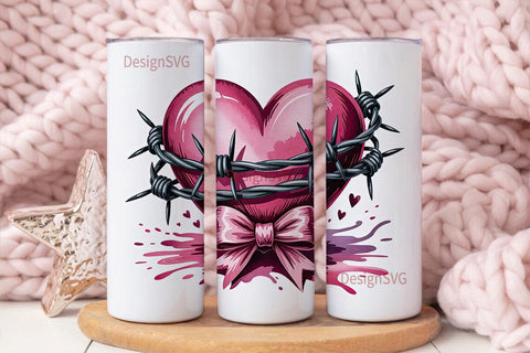 Edgy Pink Heart 20oz Tumbler Design Sublimation DesignSVG 