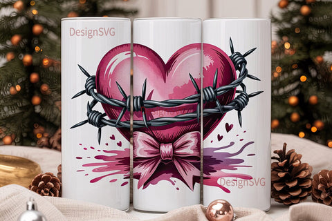 Edgy Pink Heart 20oz Tumbler Design Sublimation DesignSVG 