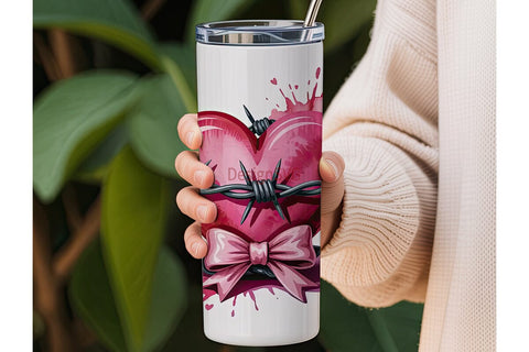 Edgy Pink Heart 20oz Tumbler Design Sublimation DesignSVG 