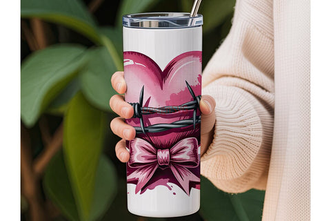 Edgy Pink Heart 20oz Tumbler Design Sublimation DesignSVG 
