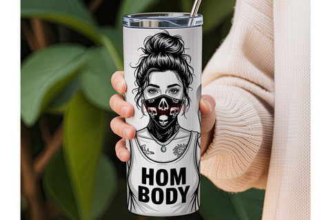 Edgy Skull Girl 20oz Tumbler Wrap Sublimation DesignSVG 