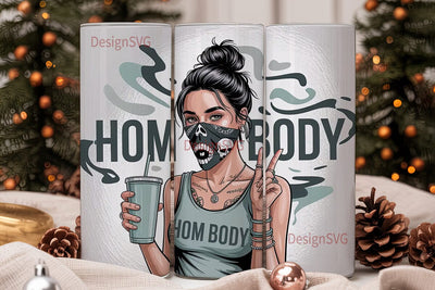 Edgy Skull Girl 20oz Tumbler Wrap Sublimation DesignSVG 