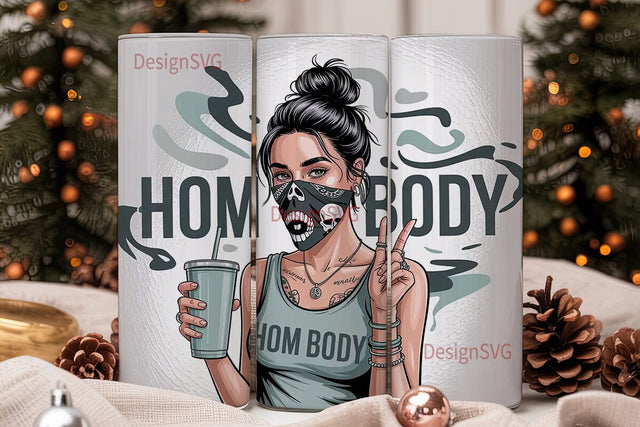 Edgy Skull Girl 20oz Tumbler Wrap Sublimation DesignSVG 