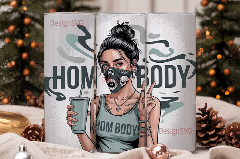 Edgy Skull Girl 20oz Tumbler Wrap Sublimation DesignSVG 