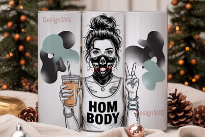 Edgy Skull Girl 20oz Tumbler Wrap Sublimation DesignSVG 