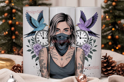 Edgy Tattoo Girl 20oz Tumbler Wrap Sublimation DesignSVG 