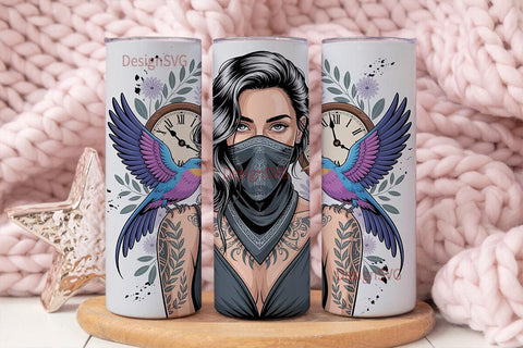 Edgy Tattoo Girl 20oz Tumbler Wrap Sublimation DesignSVG 
