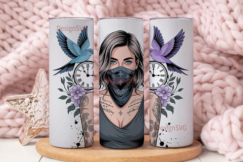 Edgy Tattoo Girl 20oz Tumbler Wrap Sublimation DesignSVG 