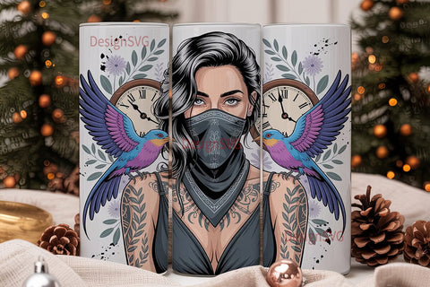 Edgy Tattoo Girl 20oz Tumbler Wrap Sublimation DesignSVG 