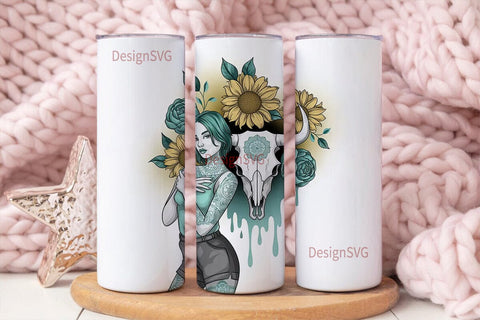 Edgy Tattoo Girl Tumbler Wrap PNG Sublimation DesignSVG 