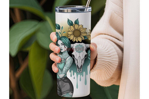Edgy Tattoo Girl Tumbler Wrap PNG Sublimation DesignSVG 