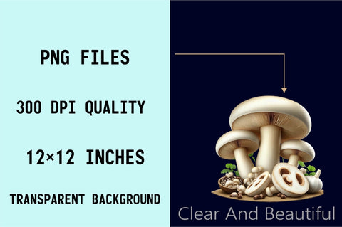 Edible Mushrooms Sublimation Clipart Bundle Sublimation SVGArt 
