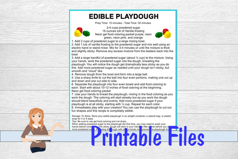 Edible Playdough Recipe Card Digital Pattern Family Creations 
