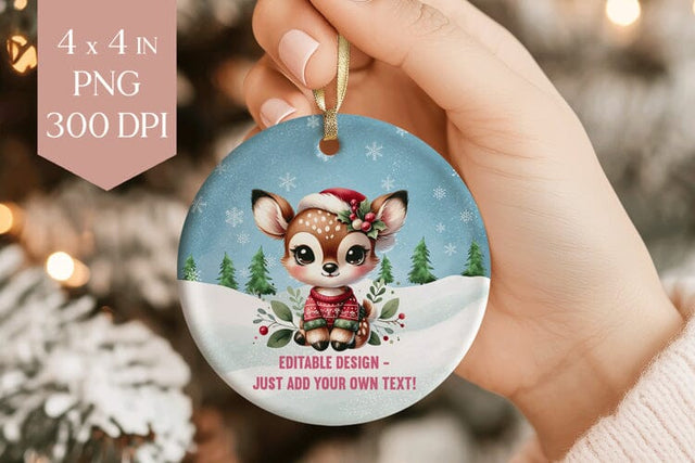 Editable Christmas Deer Ornament PNG Sublimation BijouBay 
