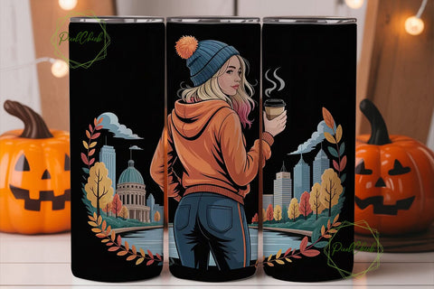 Edmonton Fall Girl 20oz Tumbler Wrap Sublimation PixelChick 