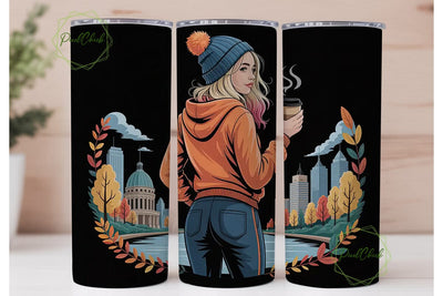 Edmonton Fall Girl 20oz Tumbler Wrap Sublimation PixelChick 