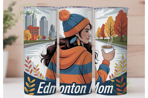 Edmonton Mom Fall Tumbler Wrap Sublimation PixelChick 