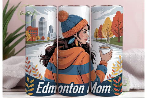Edmonton Mom Fall Tumbler Wrap Sublimation PixelChick 