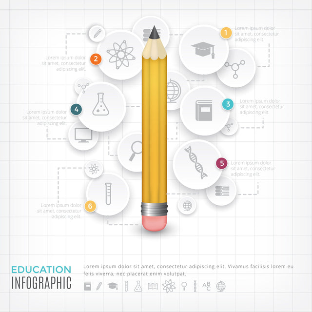 Education infographic design with pencil tree and icons SVG naemmiah021 