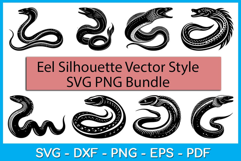 Eel Silhouette Vector Style Bundle SVG PNG Cut File SVG Creativedesigntee 