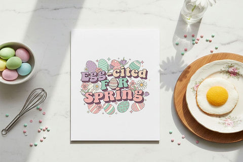 Egg-cited for Spring Png, Easter Quote Png, Cute Easter Design, Spring Bunny Png, Pastel Easter Png, Sublimation File Digital Download SVG TiffsCraftyCreations 