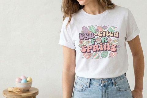 Egg-cited for Spring Png, Easter Quote Png, Cute Easter Design, Spring Bunny Png, Pastel Easter Png, Sublimation File Digital Download SVG TiffsCraftyCreations 