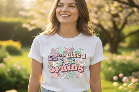 Egg-cited for Spring Png, Easter Quote Png, Cute Easter Design, Spring Bunny Png, Pastel Easter Png, Sublimation File Digital Download SVG TiffsCraftyCreations 