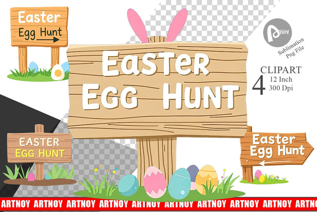 Egg Hunt Sign Clipart Sublimation artnoy 