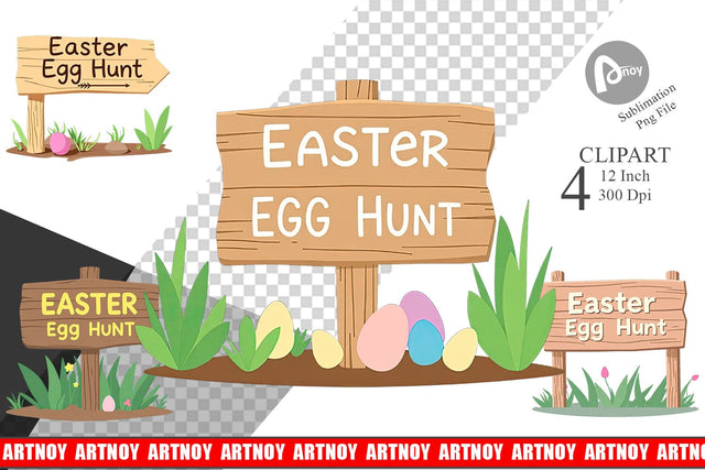 Egg Hunt Sign Clipart Sublimation artnoy 