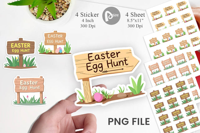 Egg Hunt Sign Sticker Sublimation artnoy 