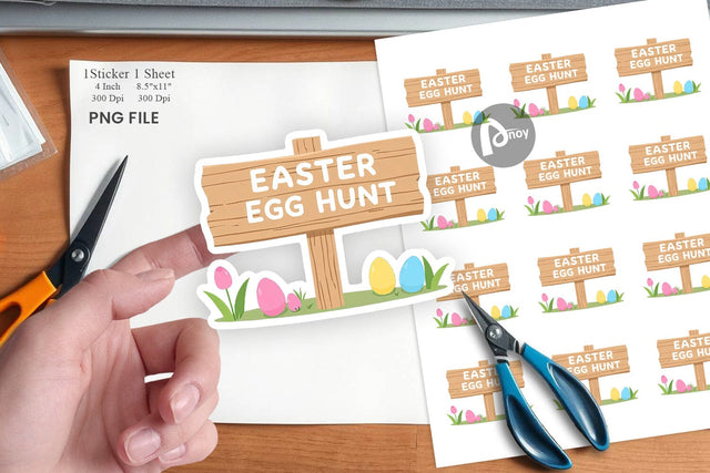 Egg Hunt Sign Sticker Sublimation artnoy 
