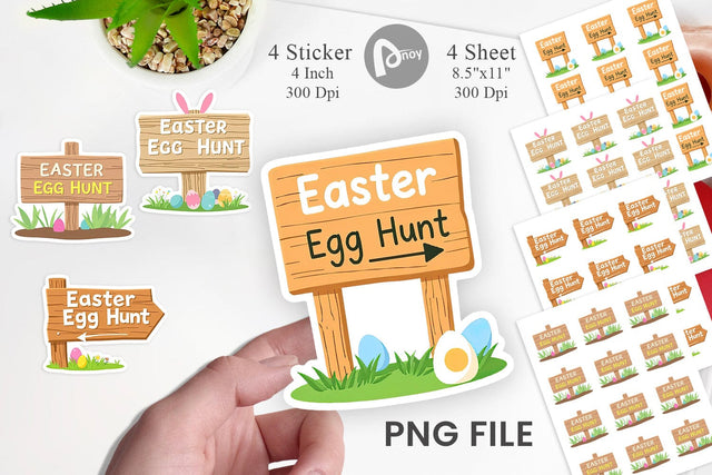 Egg Hunt Sign Sticker Sublimation artnoy 