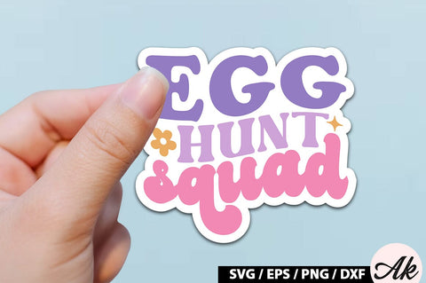 Egg hunt squad Retro Sticker SVG akazaddesign 