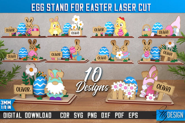 Egg Stand for Easter Bundle | Easter Bunny | Easter Egg Holder | CNC Files SVG Fly Design 
