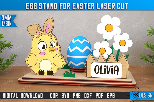 Egg Stand for Easter | Easter Bunny | Easter Egg Holder | CNC File SVG Fly Design 