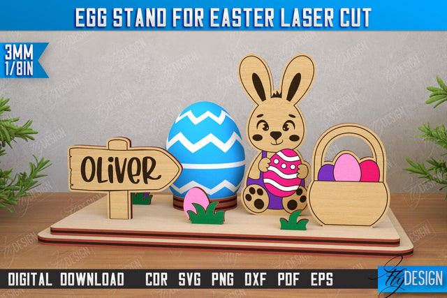 Egg Stand for Easter | Easter Bunny | Easter Egg Holder | CNC File SVG Fly Design 
