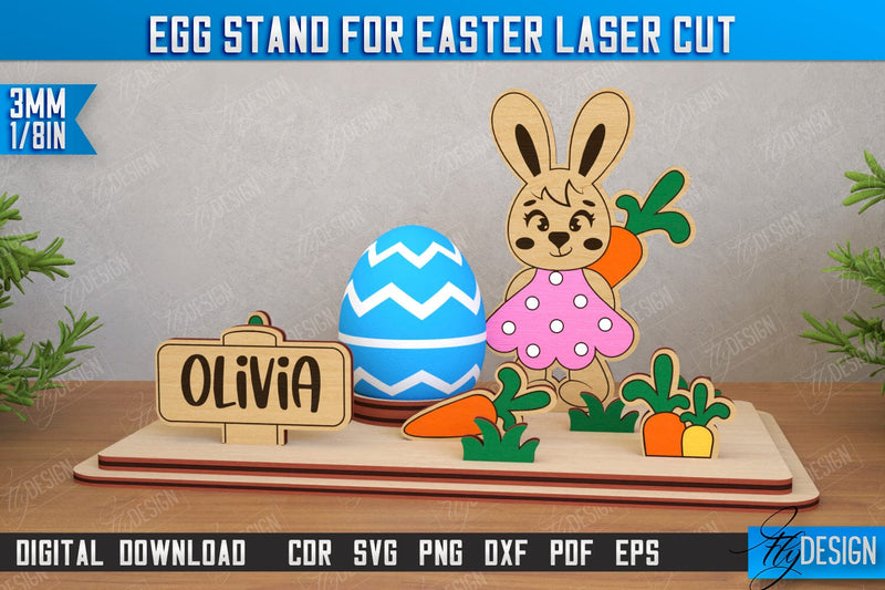 Egg Stand for Easter | Easter Bunny | Easter Egg Holder | CNC File SVG Fly Design 