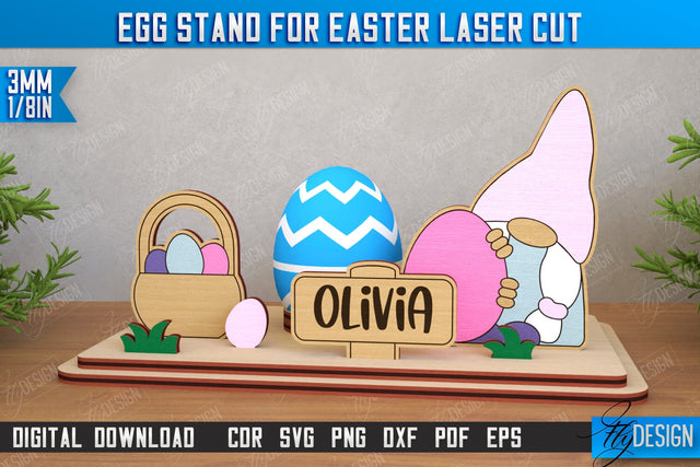 Egg Stand for Easter | Easter Bunny | Easter Egg Holder | CNC File SVG Fly Design 