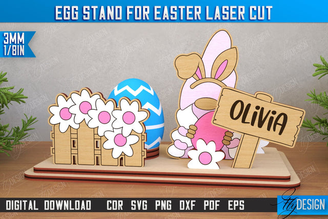 Egg Stand for Easter | Easter Bunny | Easter Egg Holder | CNC File SVG Fly Design 