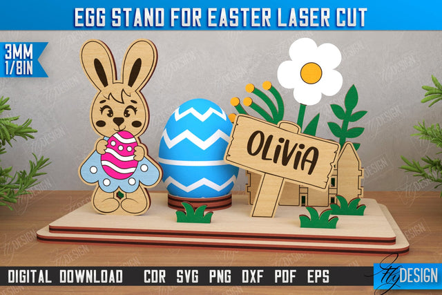 Egg Stand for Easter | Easter Bunny | Easter Egg Holder | CNC File SVG Fly Design 