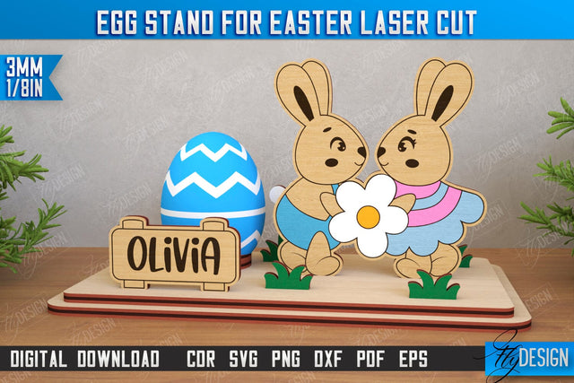 Egg Stand for Easter | Easter Bunny | Easter Egg Holder | CNC File SVG Fly Design 
