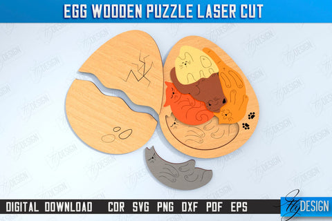 Egg Wooden Puzzle Laser Cut Bundle | Montessori Toy | Wooden Animal Puzzle | Educational Shape Puzzle | CNC Files SVG Fly Design 