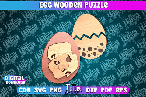 Egg Wooden Puzzle Laser Cut | Easter Design | CNC File SVG The T Store Design 