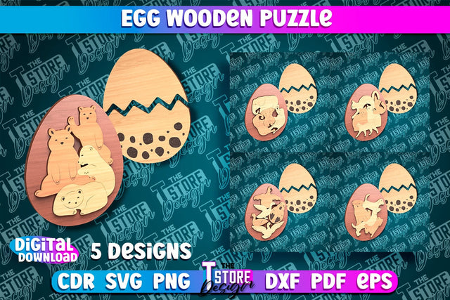 Egg Wooden Puzzle Laser Cut | Easter Design | CNC File SVG The T Store Design 