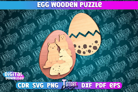 Egg Wooden Puzzle Laser Cut | Easter Design | CNC File SVG The T Store Design 