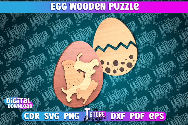 Egg Wooden Puzzle Laser Cut | Easter Design | CNC File SVG The T Store Design 