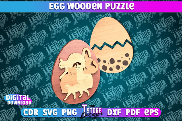 Egg Wooden Puzzle Laser Cut | Easter Design | CNC File SVG The T Store Design 