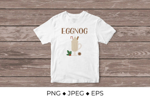 Eggnog lettering and glass of Christmas drink. Sublimation design Sublimation LaBelezoka 
